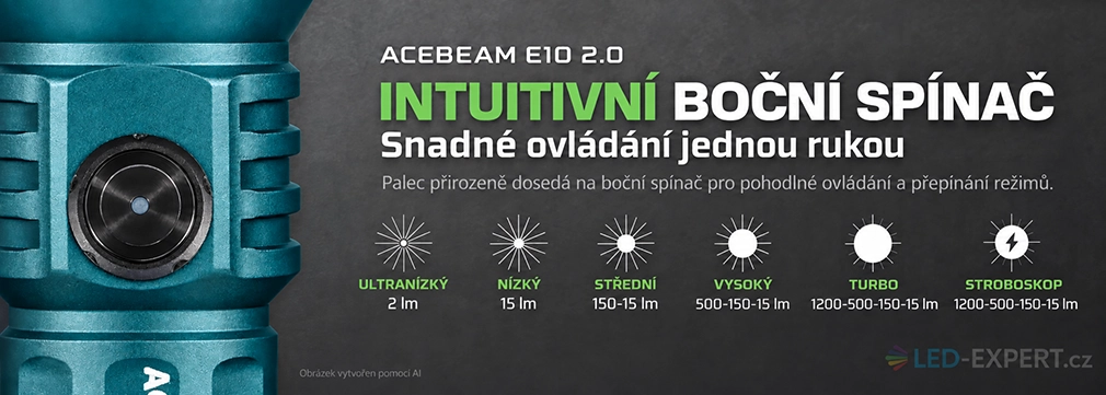 Acebeam E10 2.0 boční elektronický spínač