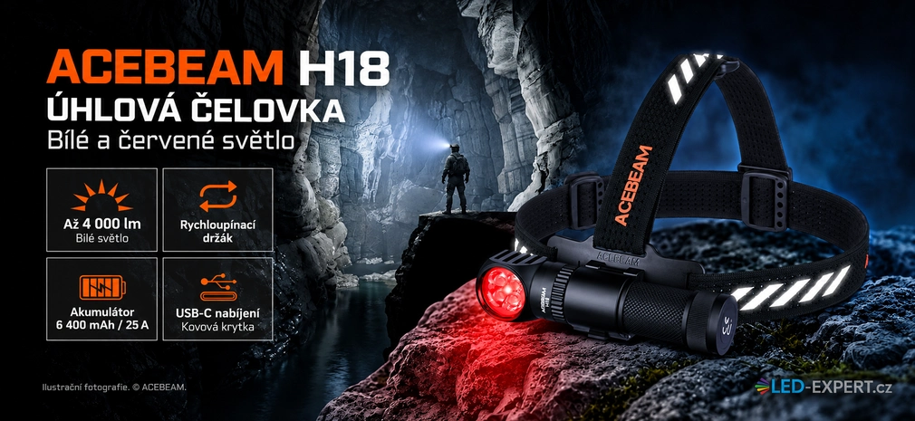 Acebeam H18 6500K hlavní vlastnosti čelovky