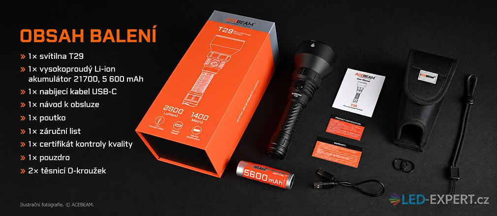 Acebeam T29 obsah balení
