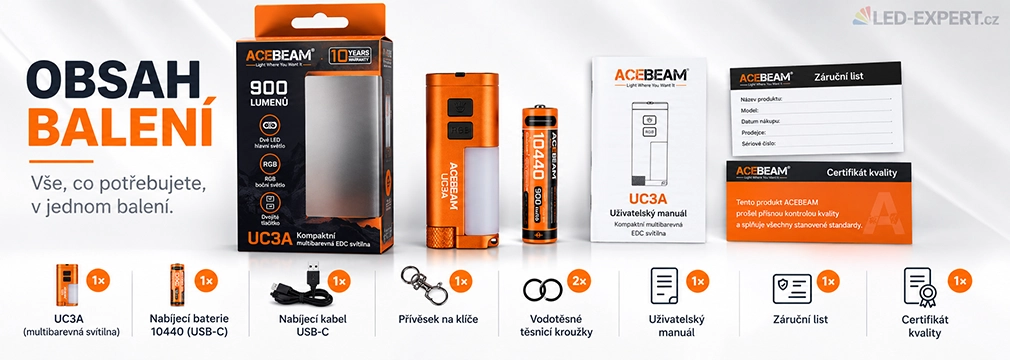 Acebeam UC3A obsah balení