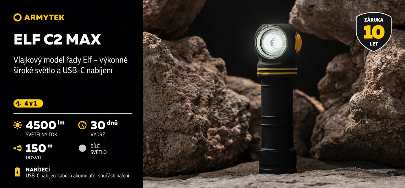 Armytek Elf C2 Max - hlavní přednosti čelovky