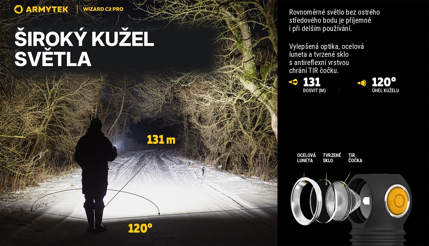 Armytek Wizard C2 Pro - široký světelný kužel