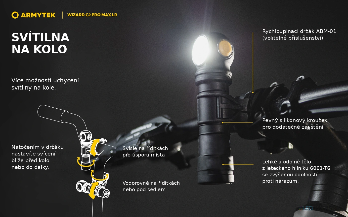 Armytek Wizard C2 Pro Max LR - upevnění na kolo