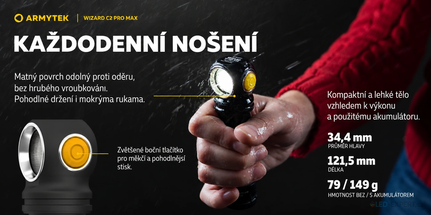 Armytek Wizard C2 Pro Max - možnosti každodenního nošení