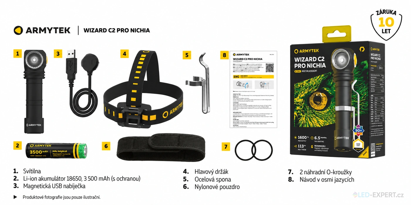 Armytek Wizard C2 Pro Nichia - obsah balení