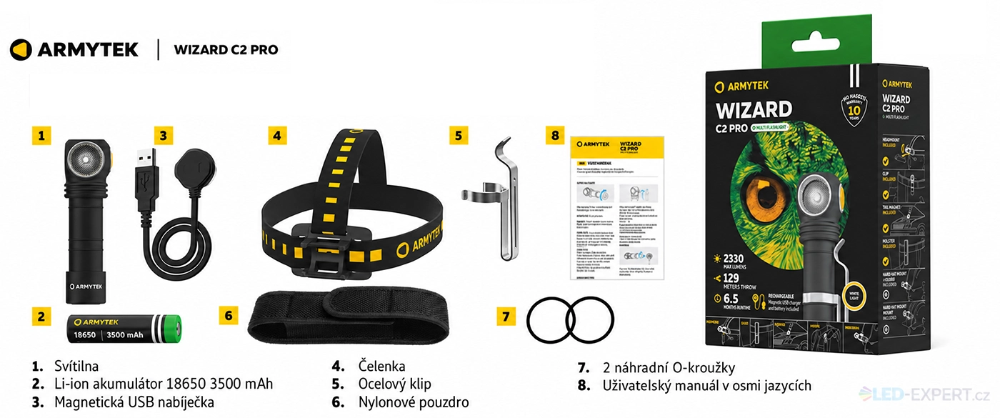 Armytek Wizard C2 Pro Warm - obsah balení