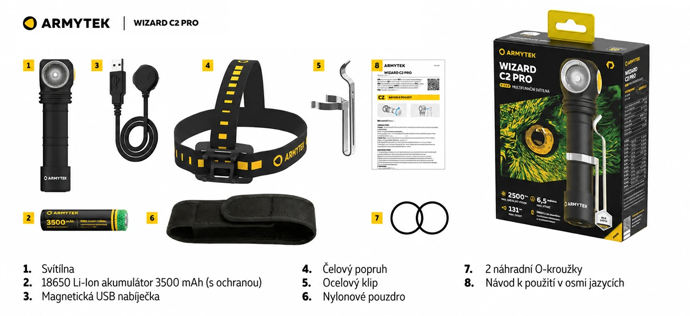 Armytek Wizard C2 Pro - obsah balení