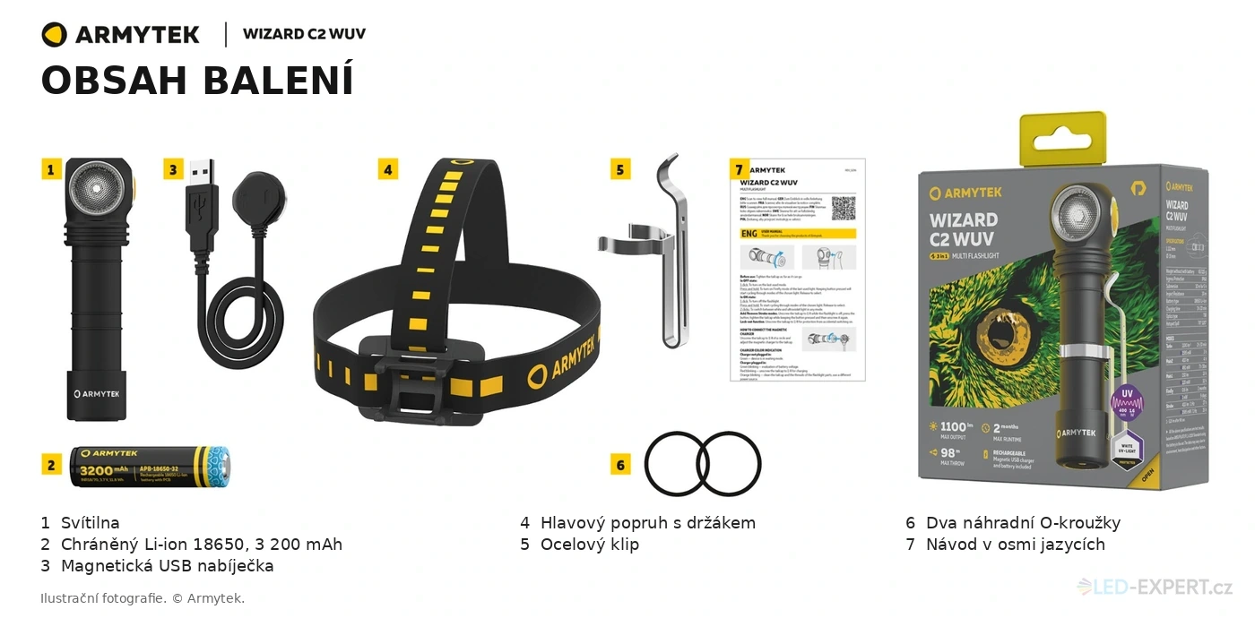 Armytek Wizard C2 WUV - obsah balení