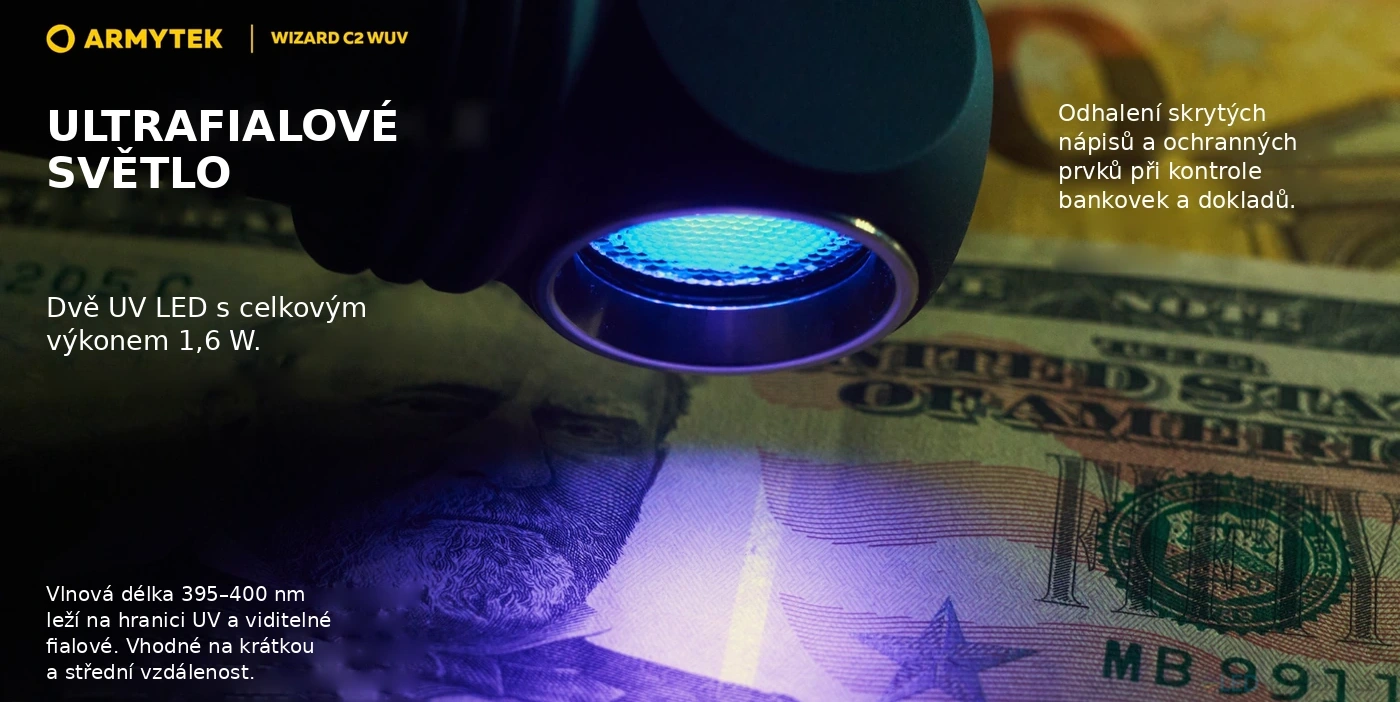 Armytek Wizard C2 WUV - ultrafialové osvětlení