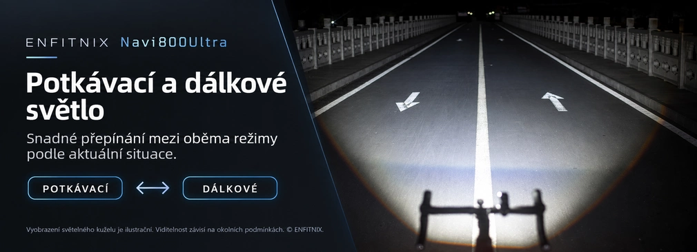 Enfitnix Navi800 Ultra - přepínání potkávacího a dálkového světla