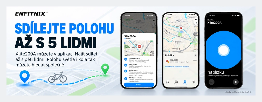 Enfitnix XLite200A - sdílení polohy prostřednictvím Apple Najít