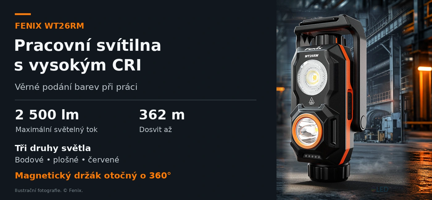 Fenix WT26RM pracovní svítilna 2500 lm s magnetickým otočným držákem