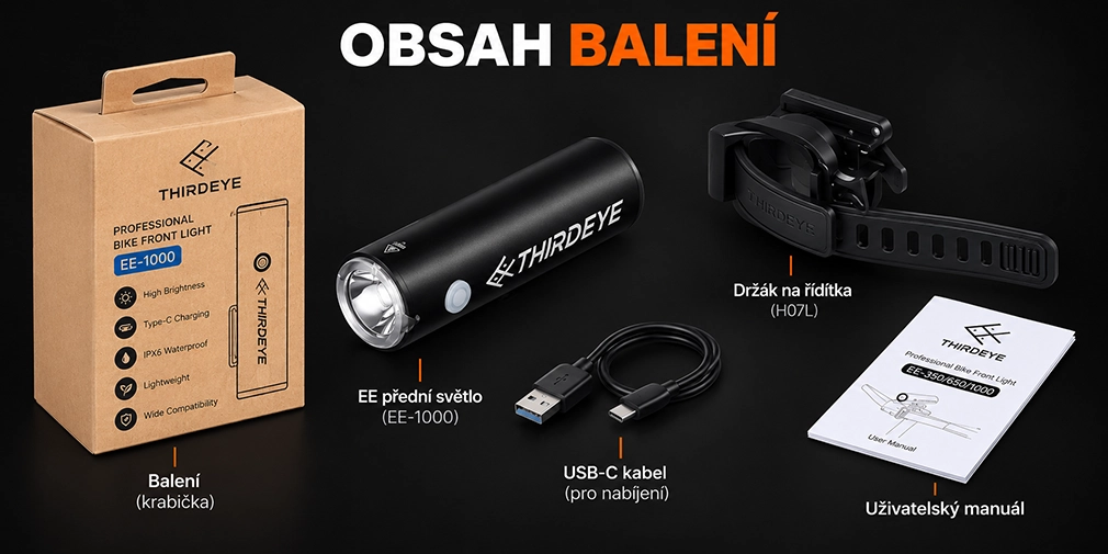 Gaciron THIRD EYE EE-1000 obsah balení a držák H07L