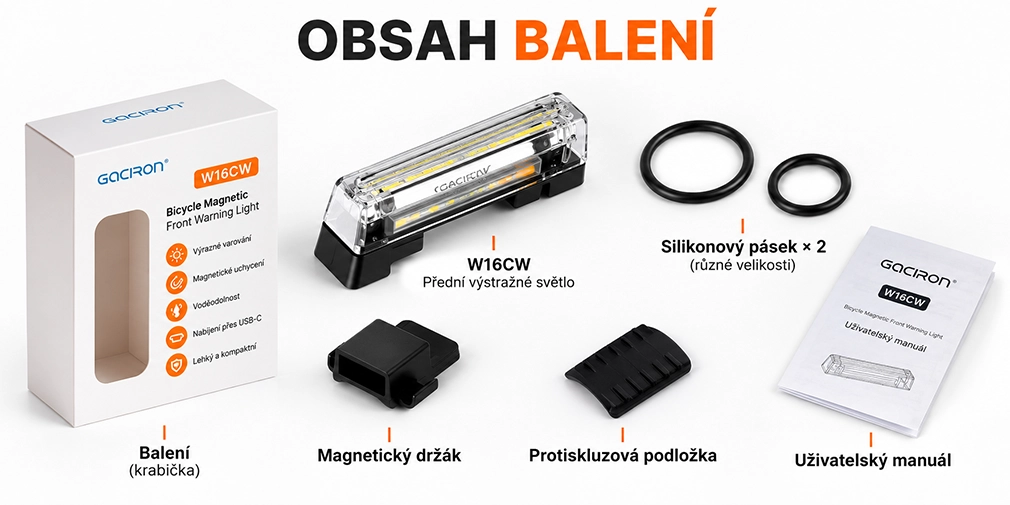 Gaciron W16CW magnetická montáž a obsah balení