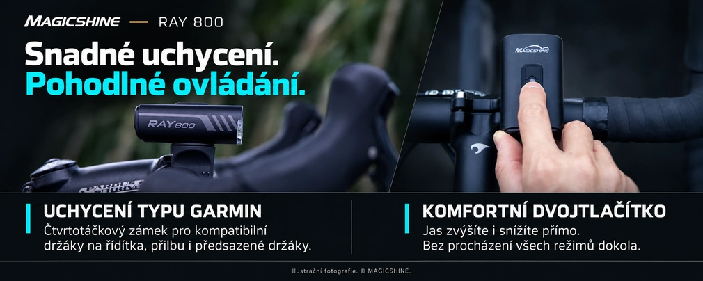 Magicshine RAY 800 - Garmin uchycení a dvojice ovládacích tlačítek