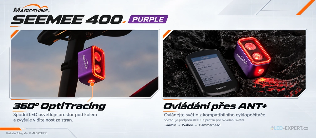 Magicshine SEEMEE 400 Purple - OptiTracing a ANT+