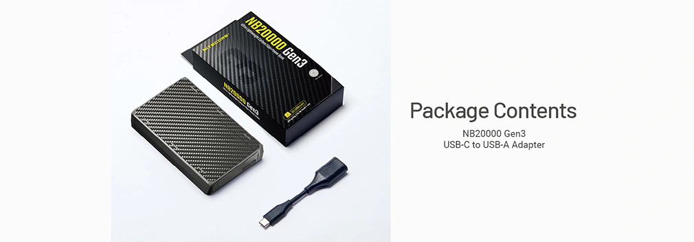 Nitecore NB20000 Gen3 - obsah balení