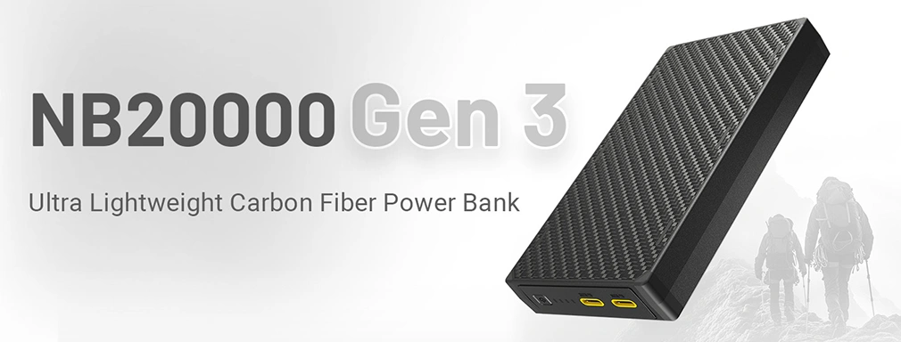 Nitecore NB20000 Gen3 - ultralehká karbonová powerbanka 20000 mAh