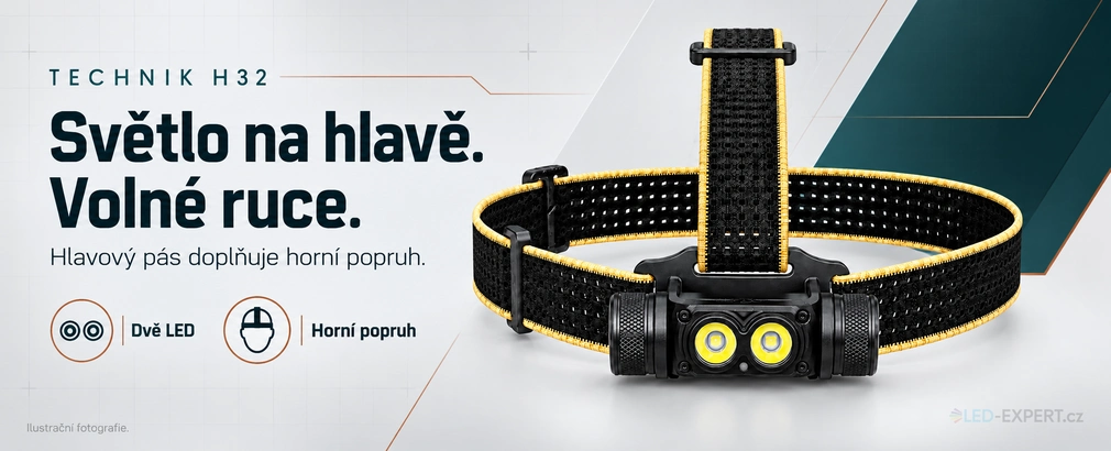 Technik H32 - hlavový popruh s horní stabilizační částí