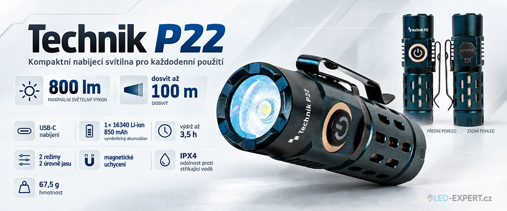 Technik P22 - přehled hlavních parametrů a funkcí