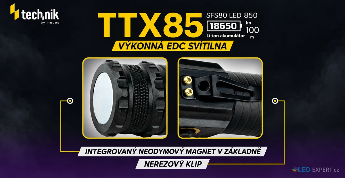 Technik TTX85 - magnetická koncovka a nerezový klip