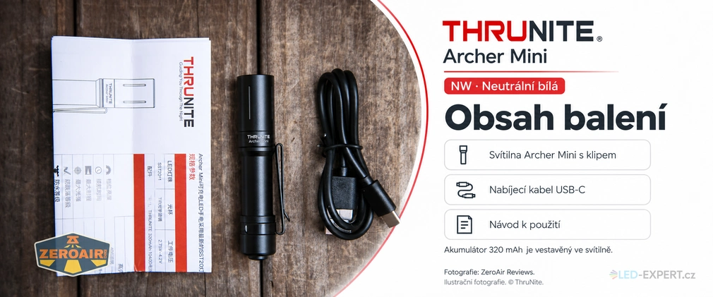 ThruNite Archer Mini Black NW - obsah balení