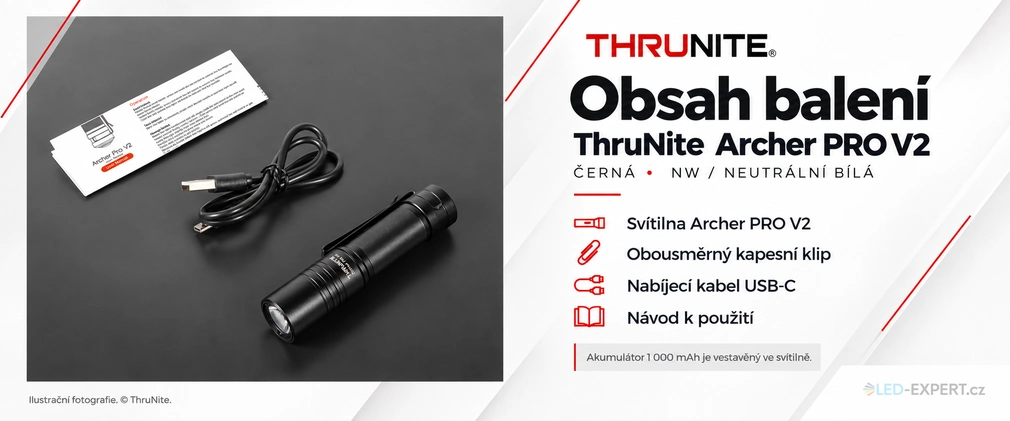 ThruNite Archer Pro V2 Black NW - obsah balení