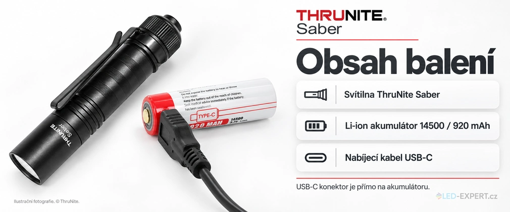 ThruNite Saber Black NW - obsah balení