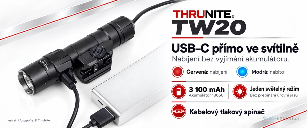 ThruNite TW20 CW - USB-C nabíjení a dálkové ovládání