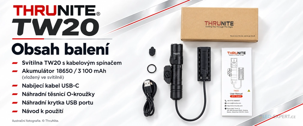 ThruNite TW20 CW - obsah balení