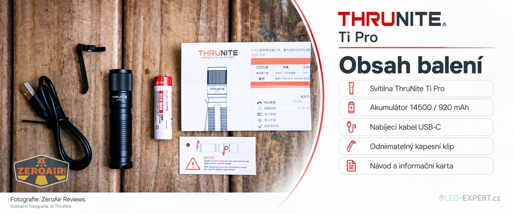 ThruNite Ti Pro - obsah balení