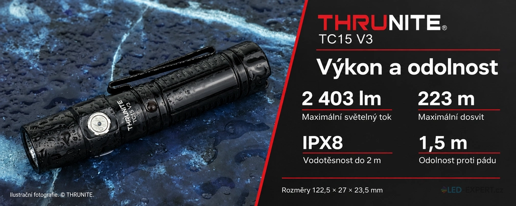 ThruNite TC15 V3 - výkon, kompaktní konstrukce a odolnost