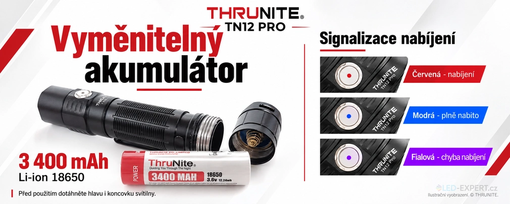 ThruNite TN12 PRO - akumulátor 18650 a USB-C nabíjení