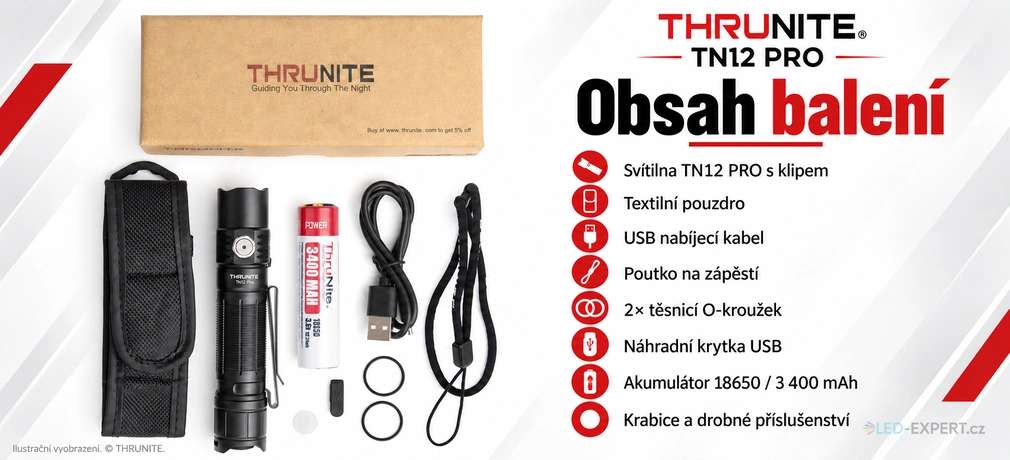 ThruNite TN12 PRO - obsah balení