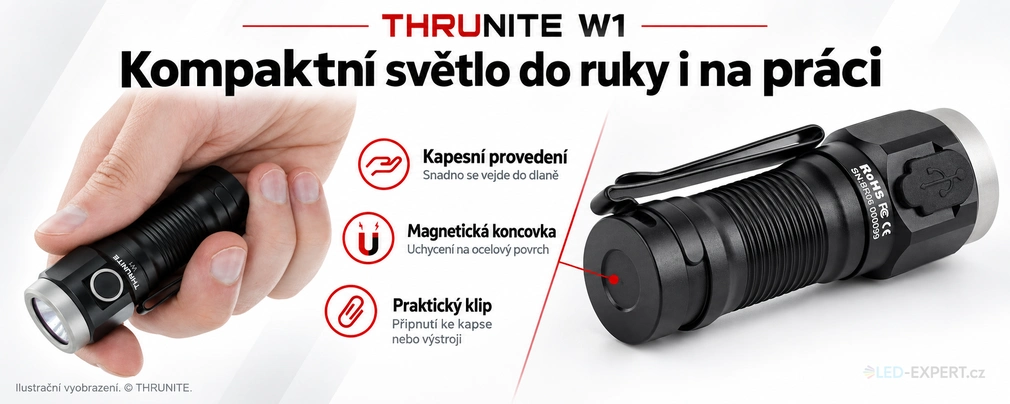 ThruNite W1 - kompaktní provedení a magnetická koncovka
