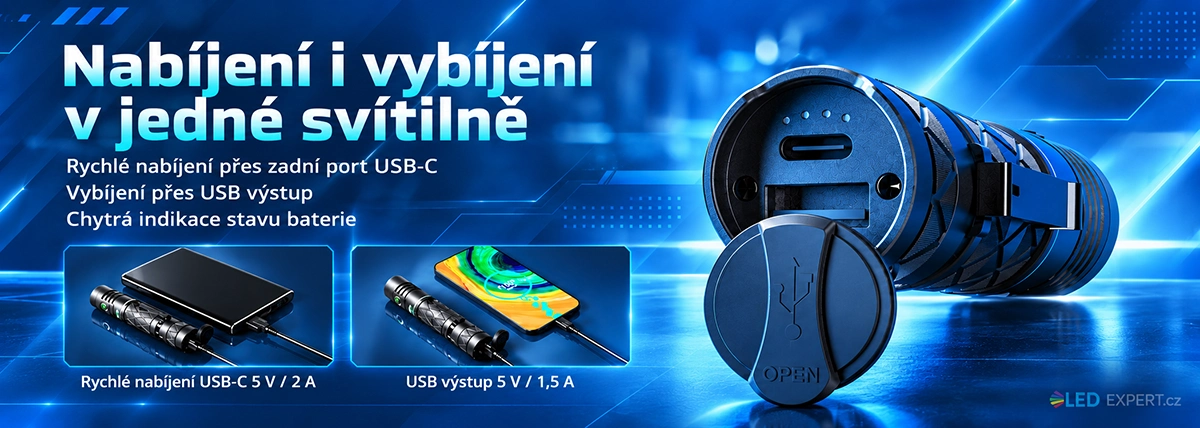 Wuben E12R - USB-C nabíjení a funkce powerbanky