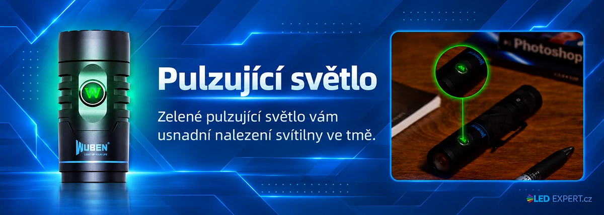Wuben E12R - zelené orientační světlo ve spínači
