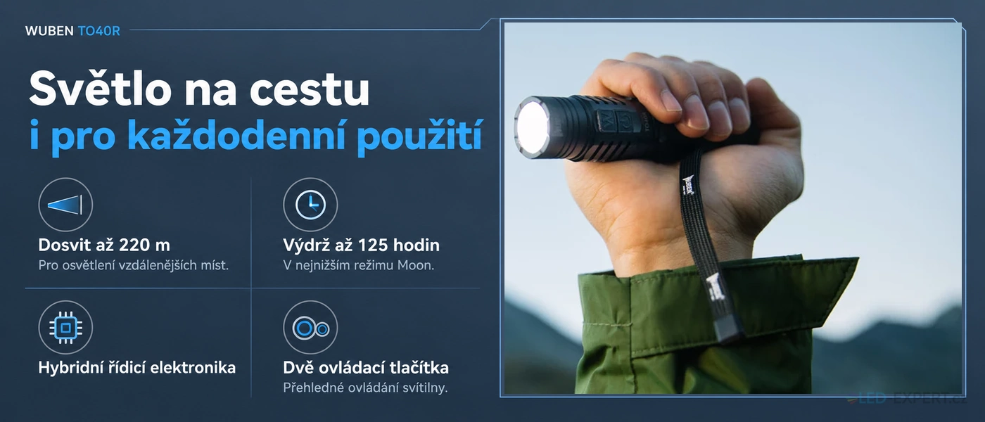 Wuben TO40R - hlavní funkce ruční svítilny