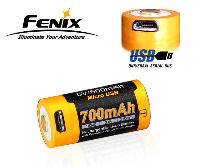 Dobíjecí USB baterie Fenix RCR123A / 16340 High Current