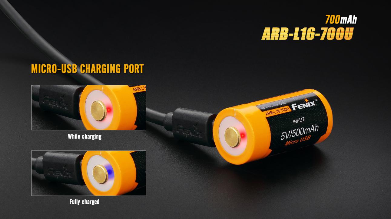 Dobíjecí USB baterie Fenix RCR123A / 16340 High Current
