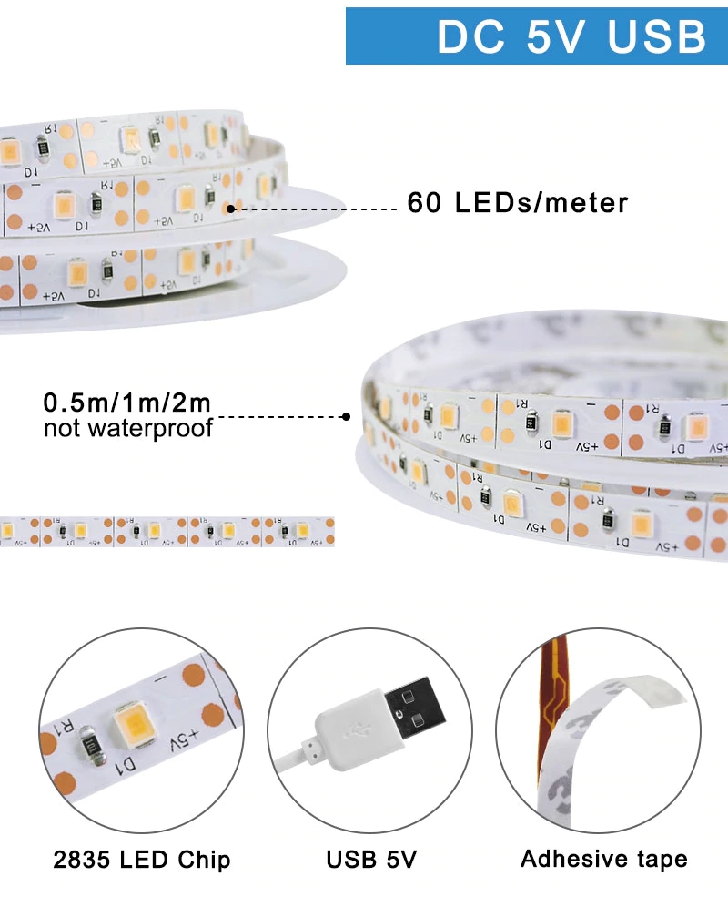 USB LED pásek pro pěstování rostlin 5 metrů IP65 vodotěsný