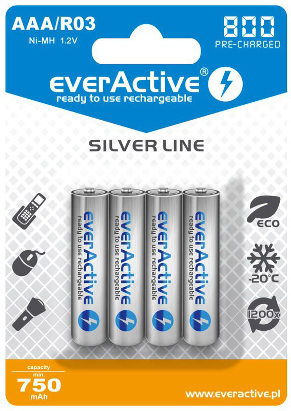 Nabíjecí baterie EverActive Silver Line R03 AAA 4ks