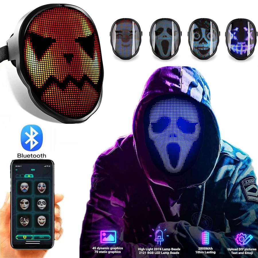 LED svítící maska na obličej USB dobíjecí