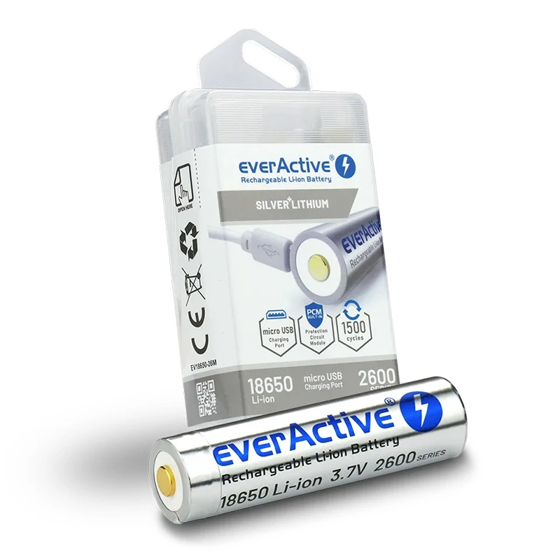 Dobíjecí USB Baterie 18650 EverActive 2600mAh