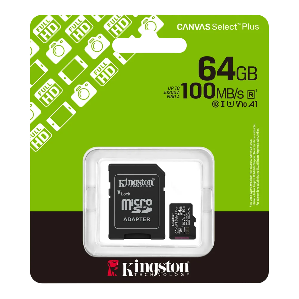 Paměťová karta microSD Kingston 64GB Canvas Select Plus 100MB/s