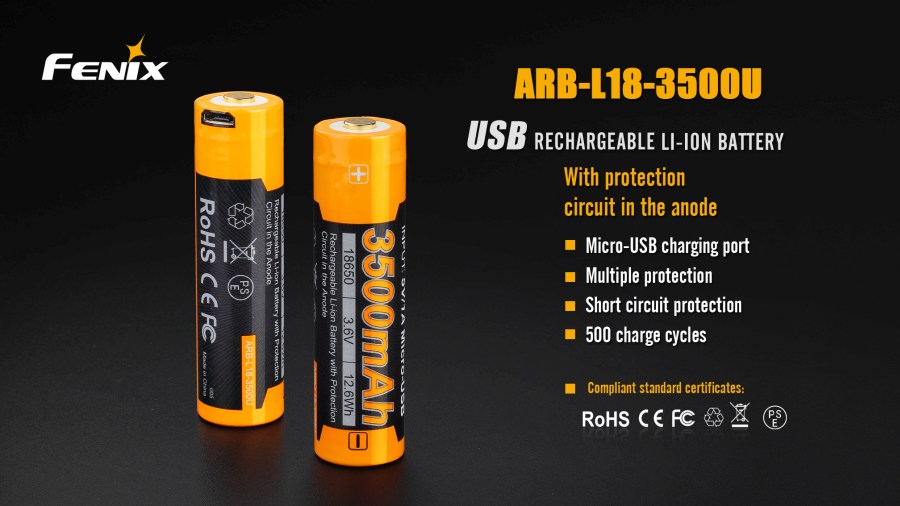 Dobíjecí USB baterie Fenix 18650 3500mAh