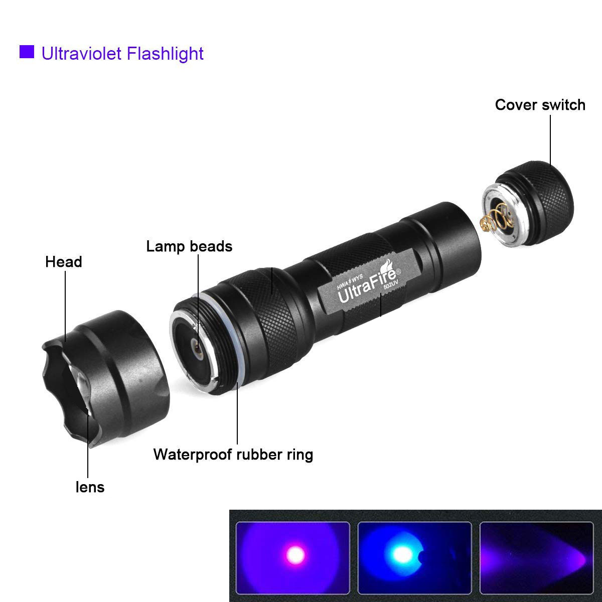UltraFire WF-502B UV svítilna Ultrafialové světlo