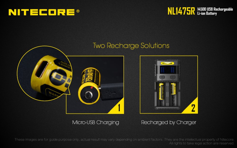 Dobíjecí USB baterie Li-Ion 14500 Nitecore 750mAh NL1475R