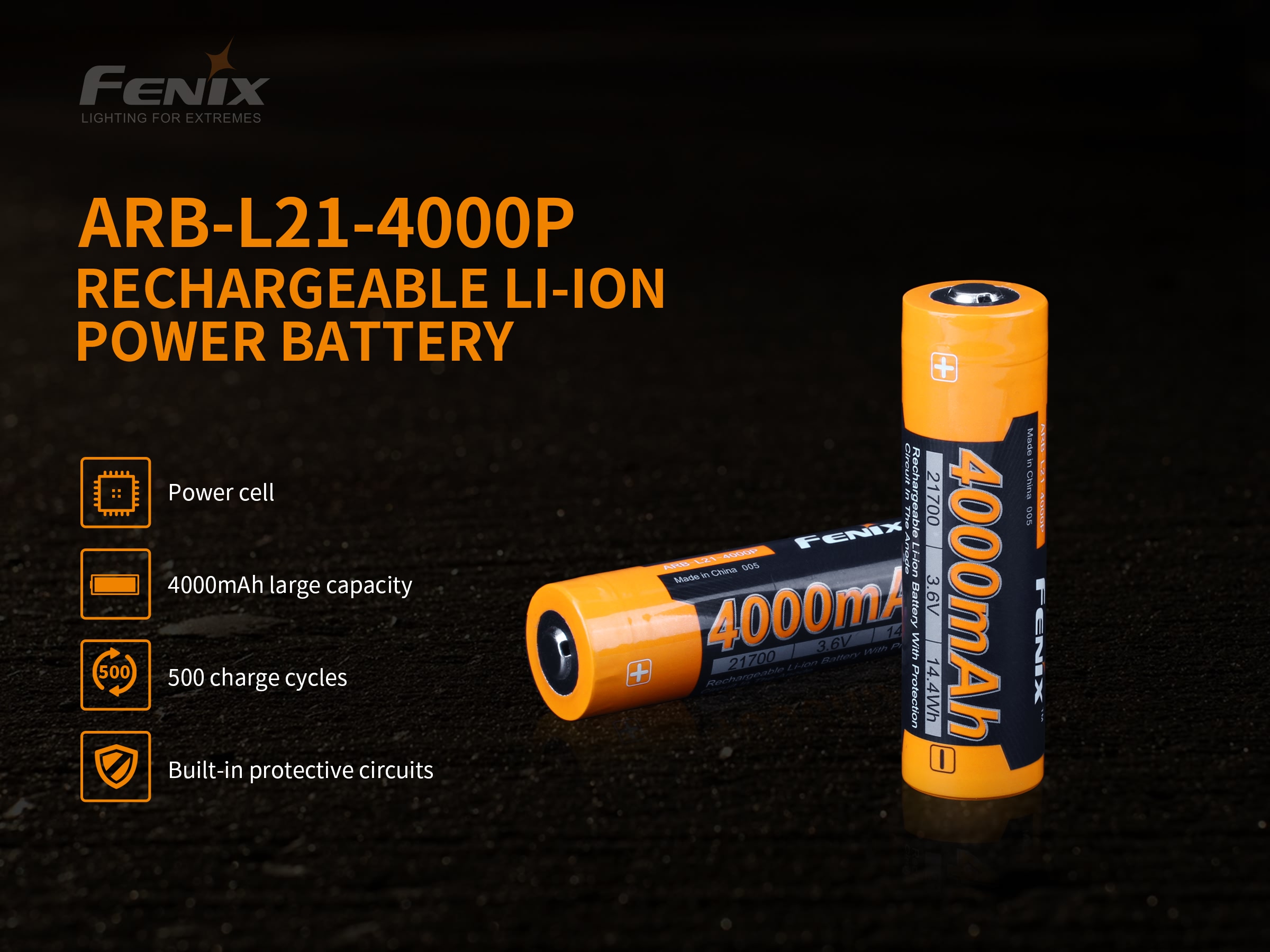 Baterie Li-ion 21700 Fenix 4000mAh 18A