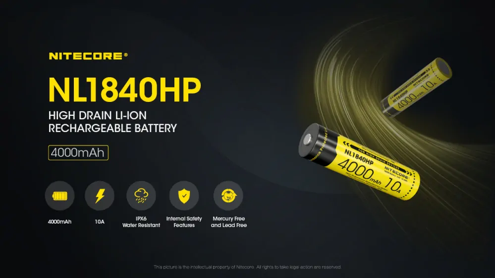 Baterie Li-Ion 18650 Nitecore 3.6V 4000mAh (NL1840HP)